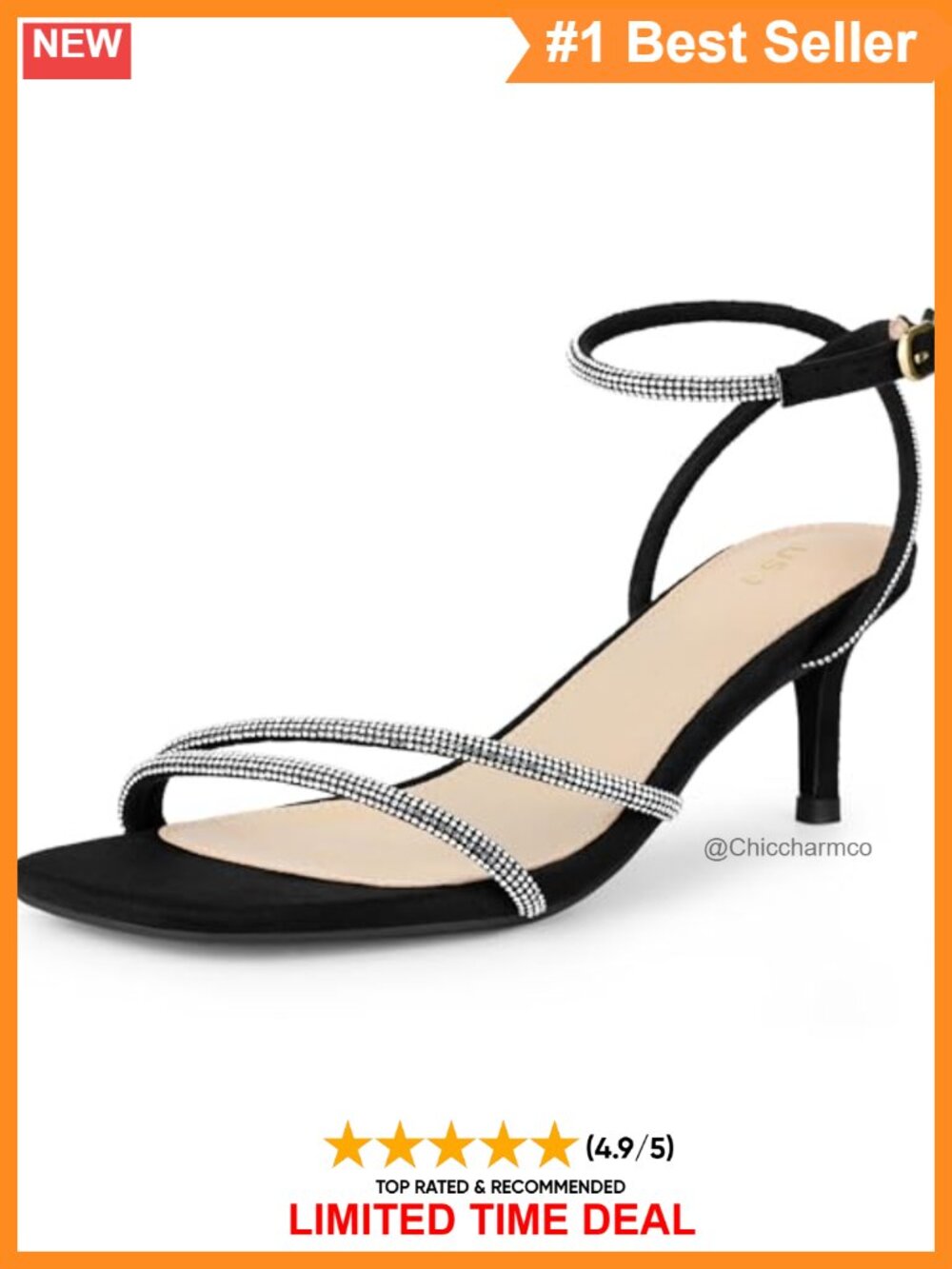 Kitten Heel Rhinestone Ankle Tie Sandals Faux Suede